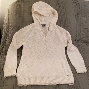 Eddie Bauer cream hooded sweater with front pocket